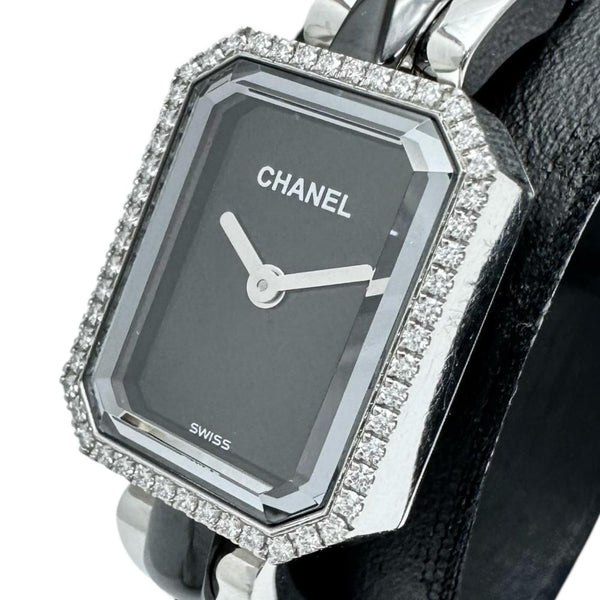 美品♥シャネル プルミエール ダイヤ　時計　ブラック　箱、ギャランティ付き CHANEL/シャネル】 プルミエール ダイヤベゼル H2163 箱/保/ギャラ有り