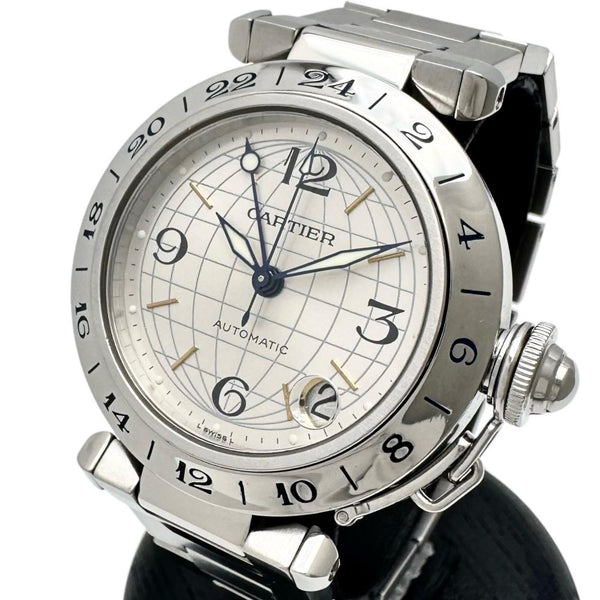【CARTIER/カルティエ】 パシャCメリディアン GMT W31029M7/2377 腕時計 ステンレススチール 自動巻き/オートマ シルバー文字盤 メンズ 【中古】【真子質店】【GD】 【ISSI】