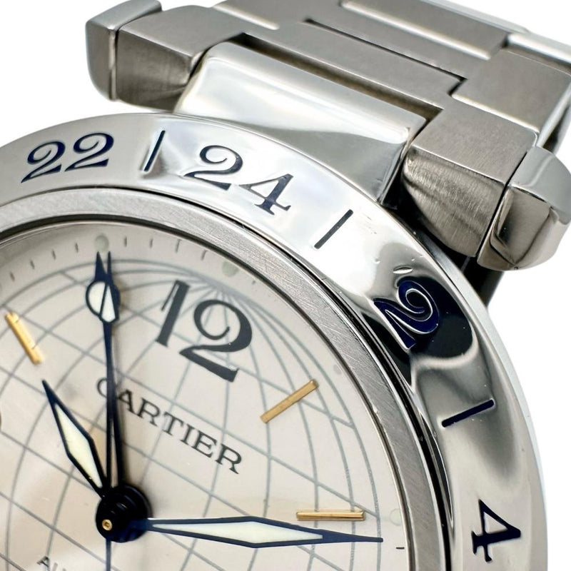 【CARTIER/カルティエ】 パシャCメリディアン GMT W31029M7/2377 腕時計 ステンレススチール 自動巻き/オートマ シルバー文字盤 メンズ 【中古】【真子質店】【GD】 【ISSI】