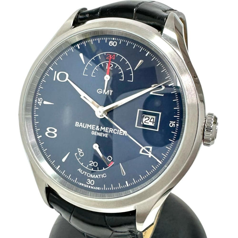 【Baume & Mercier/ボーム＆メルシェ】 MOA10422  クリフトン GMT パワーリザーブ 腕時計 ステンレススチール/レザー 自動巻き/オートマ ブルー文字盤/黒革ベルト メンズ
【中古】【真子質店】【GD】




【ITMaT】