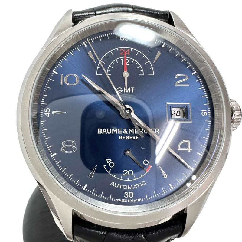 【Baume & Mercier/ボーム＆メルシェ】 MOA10422  クリフトン GMT パワーリザーブ 腕時計 ステンレススチール/レザー 自動巻き/オートマ ブルー文字盤/黒革ベルト メンズ
【中古】【真子質店】【GD】




【ITMaT】