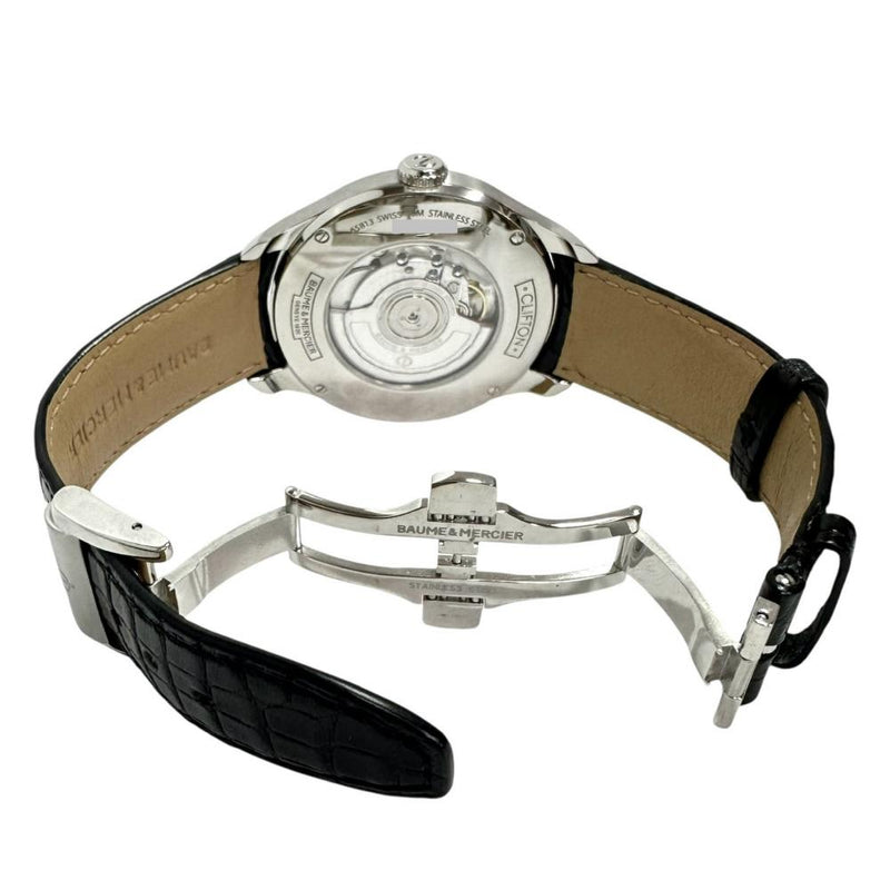 【Baume & Mercier/ボーム＆メルシェ】 MOA10422  クリフトン GMT パワーリザーブ 腕時計 ステンレススチール/レザー 自動巻き/オートマ ブルー文字盤/黒革ベルト メンズ
【中古】【真子質店】【GD】




【ITMaT】