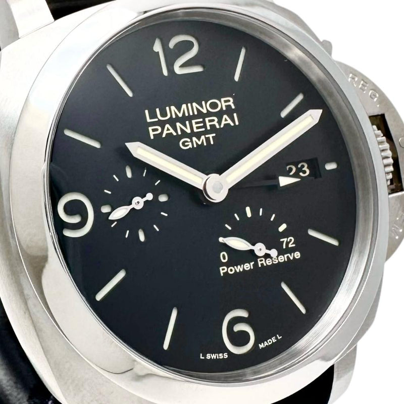 【PANERAI/パネライ】 ルミノール パワーリザーブ GMT PAM00321 保証書/ギャラ/箱付き　3Days/3デイズ　裏スケ 腕時計 ステンレススチール/ラバー 自動巻き/オートマ S番（2016年） ブラック文字盤 メンズ
【中古】【真子質店】【GD】




【DKDI】