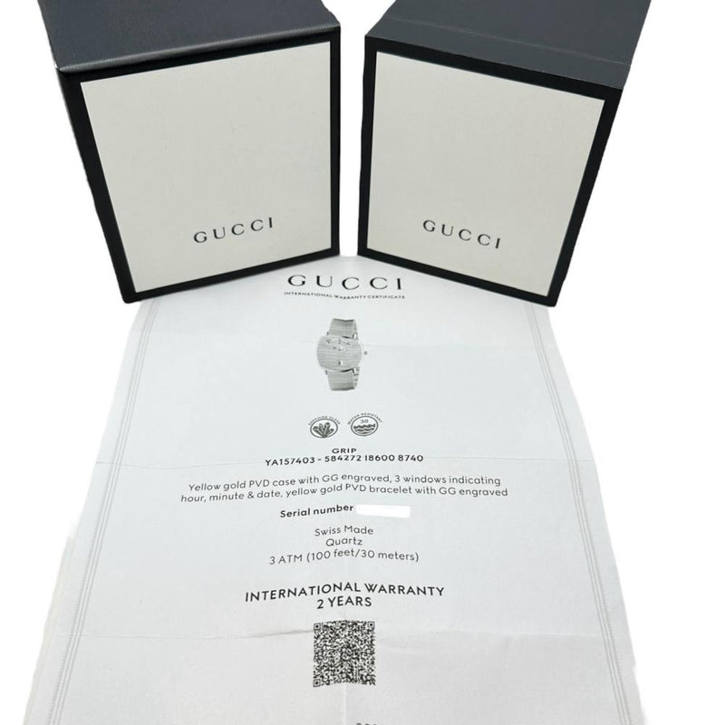 【GUCCI/グッチ】 グリップ 157.4 腕時計 GP クオーツ ホワイト文字盤/ゴールドベルト レディース 【中古】【真子質店】【GD】 【DTS】