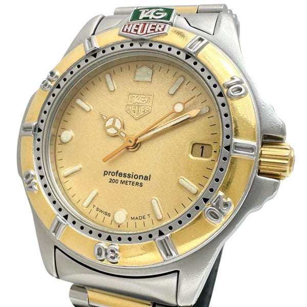 【TAG HEUER/タグホイヤー】 プロフェッショナル 995.413 腕時計 ステンレススチール/GP クオーツ ゴールド文字盤/シルバーケース/コンビベルト メンズ 【中古】【真子質店】【NN】 【MaMix】