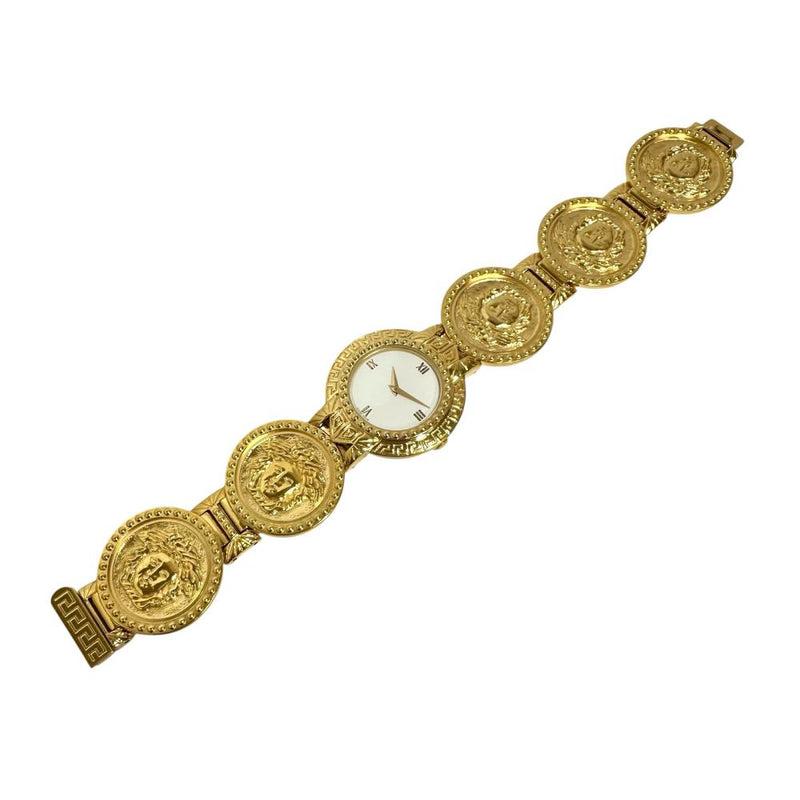 【VERSACE/ヴェルサーチ】 メドゥーサ 01163 腕時計 GP クオーツ 白文字盤/ゴールドメッキ レディース 【中古】【真子質店】【GD】 【DMix】