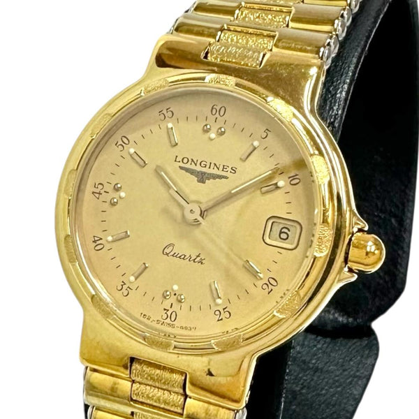 【LONGINES/ロンジン】 コンクエスト 25059205 腕時計 GP/ステンレススチール クオーツ ゴールド文字盤 レディース 【中古】【真子質店】【NN】 【TYx】