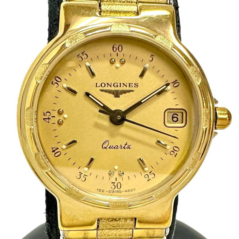 【LONGINES/ロンジン】 コンクエスト 25059205 腕時計 GP/ステンレススチール クオーツ ゴールド文字盤 レディース 【中古】【真子質店】【NN】 【TYx】