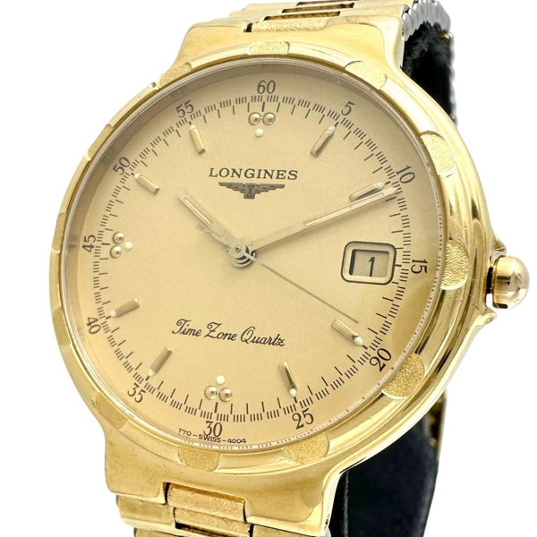 【LONGINES/ロンジン】 コンクエスト 腕時計 GP クオーツ ゴールド文字盤/ゴールドバンド メンズ 【中古】【真子質店】【NN】 【Maxx】