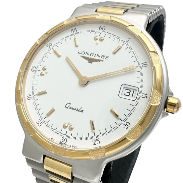【LONGINES/ロンジン】 コンクエスト 腕時計 ステンレススチール/GP クオーツ ホワイト文字盤/シルバーケース/コンビベルト メンズ 【中古】【真子質店】【NN】 【TKx】