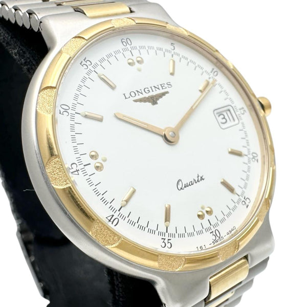 【LONGINES/ロンジン】 コンクエスト 腕時計 ステンレススチール/GP クオーツ ホワイト文字盤/シルバーケース/コンビベルト メンズ 【中古】【真子質店】【NN】 【TKx】