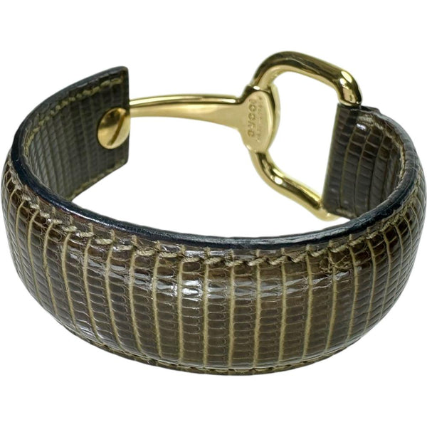 【GUCCI/グッチ】 ホースビット バングル GP/リザード 50.8g ゴールド/ダークグリーン革 レディース
【中古】【真子質店】【NN】




【xMo】