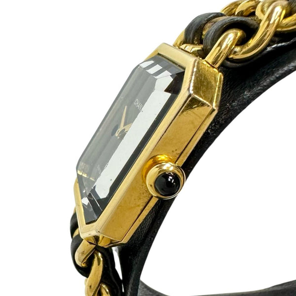 【CHANEL/シャネル】 プルミエールL H0001 腕時計 GP/レザー クオーツ 黒文字盤 レディース 【中古】【真子質店】【GD】 【ITIx】