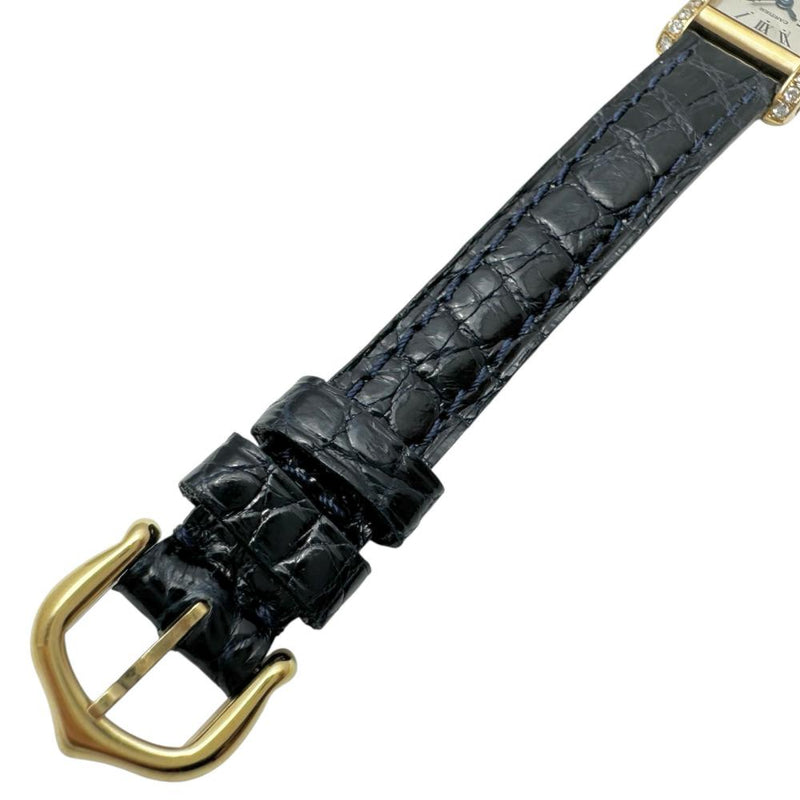 【CARTIER/カルティエ】 タンクミニ　アフターダイヤ 828001 腕時計 K18YGイエローゴールド/レザー クオーツ ベージュ文字盤/ネイビ―レザーベルト レディース 【中古】【真子質店】【GD】 【MaMaxx】
