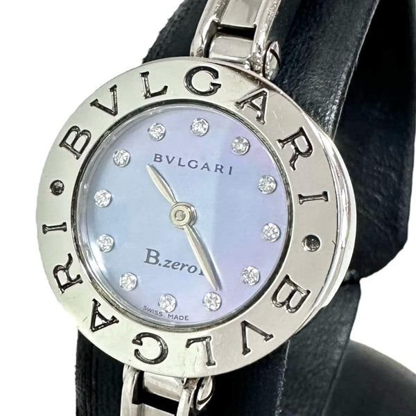 【BVLGARI/ブルガリ】 B-ZERO1 BZ22S バングル Mサイズ 腕時計 ステンレススチール/ダイヤモンド 12P クオーツ ブルーシェル文字盤 レディース 【中古】【真子質店】【GD】 【KMiI】