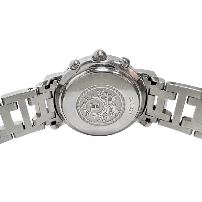 【HERMES/エルメス】 クリッパーナクレ CL1.321 クロノ　保証書/ギャラ/箱付き 腕時計 ステンレススチール/GP クオーツ ピンクシェル文字盤 レディース 【中古】【真子質店】【GD】 【SMoK】