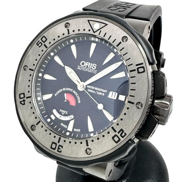 【ORIS/オリス】 コールモスキーン 01 667 7645 OH済 2000本限定 パワーリザーブ 腕時計 チタン/ラバー 自動巻き/オートマ 黒文字盤/黒ラバーベルト メンズ 【中古】【真子質店】【GD】 【MiID】