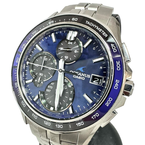 【CASIO/カシオ】 オシアナス マンタ OCW-S7000 20周年記念モデル　ブルー/青シェル 腕時計 チタン ソーラー電波 ブルー系文字盤 メンズ 【中古】【真子質店】【GD】 【IMaTx】
