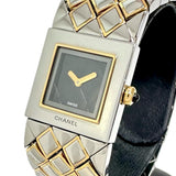 【CHANEL/シャネル】 マトラッセ H0475 スクウェア 腕時計 ステンレススチール/YG クオーツ 黒文字盤/ゴールド＆シルバーコンビ レディース 【中古】【真子質店】【GD】 【IxMaD】
