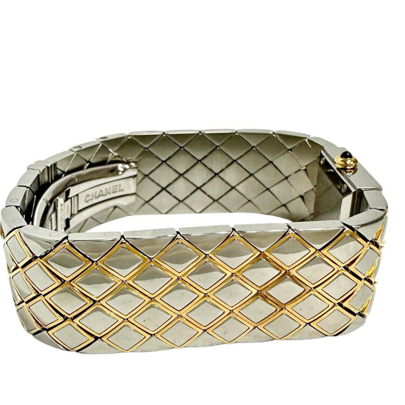【CHANEL/シャネル】 マトラッセ H0475 スクウェア 腕時計 ステンレススチール/YG クオーツ 黒文字盤/ゴールド＆シルバーコンビ レディース 【中古】【真子質店】【GD】 【IxMaD】