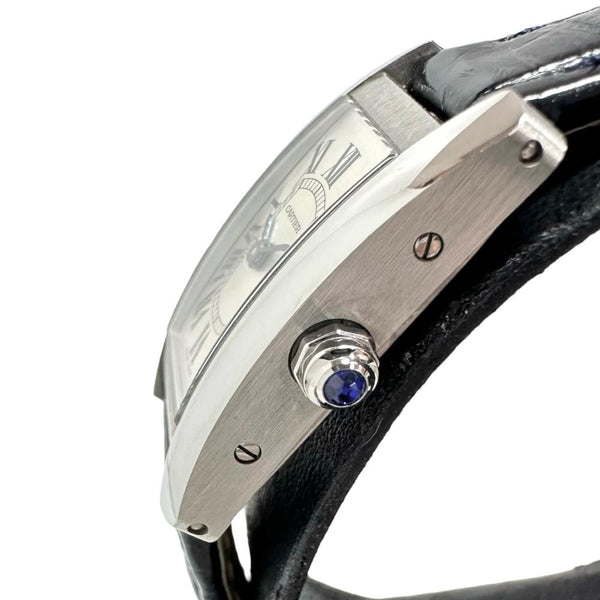 【CARTIER/カルティエ】 タンクアメリカンミニ WSTA0032 腕時計 ステンレススチール/レザー クオーツ シルバー文字盤/紺革ベルト レディース 【中古】【真子質店】【GD】 【TYSMo】