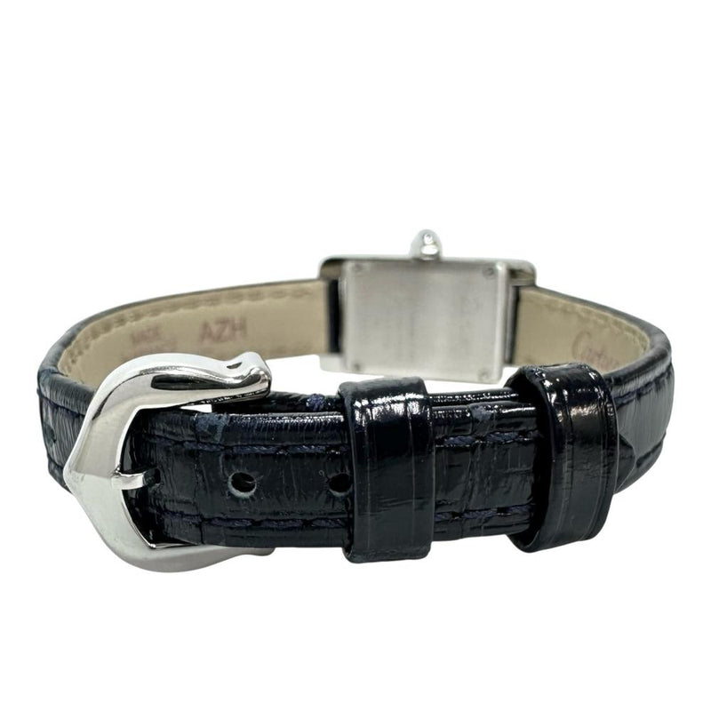 【CARTIER/カルティエ】 タンクアメリカンミニ WSTA0032 腕時計 ステンレススチール/レザー クオーツ シルバー文字盤/紺革ベルト レディース 【中古】【真子質店】【GD】 【TYSMo】