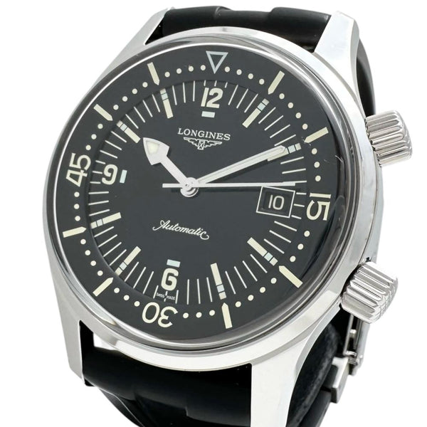 【LONGINES/ロンジン】 レジェンドダイバー L3.674.4 腕時計 ステンレススチール/ラバー 自動巻き/オートマ ブラック文字盤/ブラックラバーバンド メンズ 【中古】【真子質店】【GD】 【IMaMoMa】