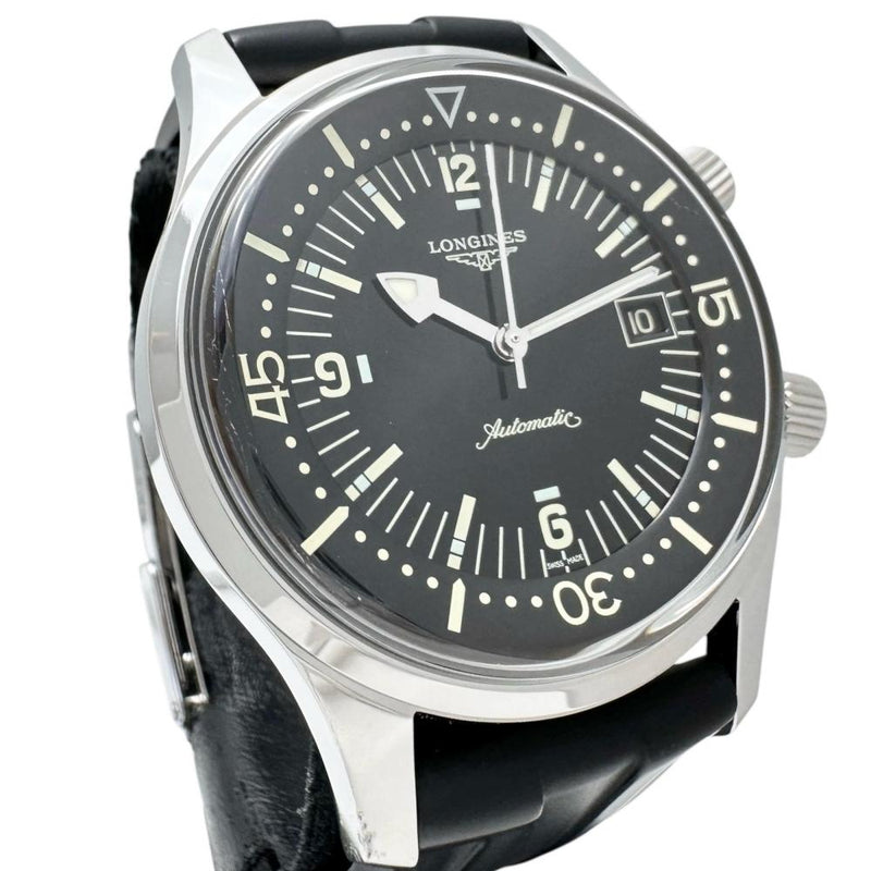【LONGINES/ロンジン】 レジェンドダイバー L3.674.4 腕時計 ステンレススチール/ラバー 自動巻き/オートマ ブラック文字盤/ブラックラバーバンド メンズ 【中古】【真子質店】【GD】 【IMaMoMa】