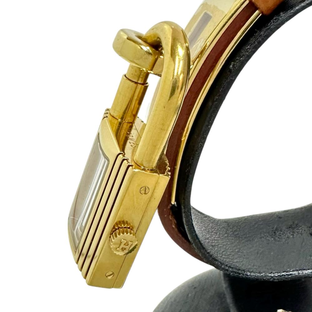 ★HERMES ケリーウォッチ ゴールド文字盤 クオーツ シャンパン 稼働品 HERMES エルメス ケリーウォッチ GP/革 ゴールド文字盤 クォーツ