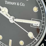 【TIFFANY&Co./ティファニー】 ダイバーズ L0719 腕時計 ステンレススチール/レザー クオーツ ブラック文字盤/ネイビレザーベルト レディース 【中古】【真子質店】【GD】 【MaYMa】