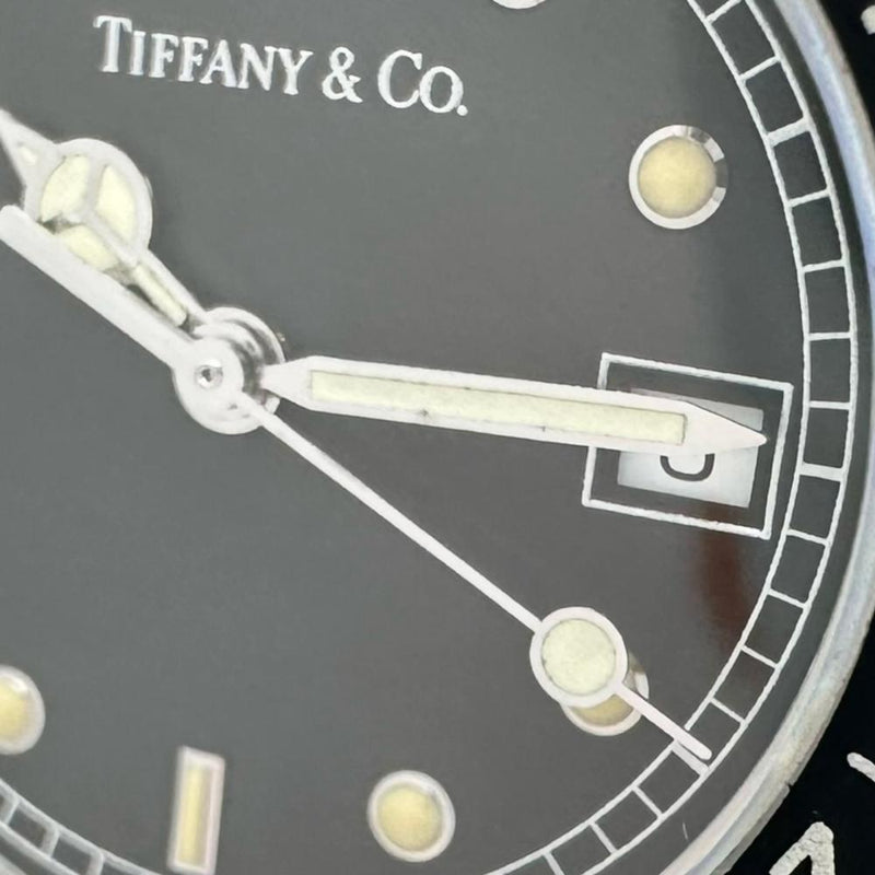 【TIFFANY&Co./ティファニー】 ダイバーズ L0719 腕時計 ステンレススチール/レザー クオーツ ブラック文字盤/ネイビレザーベルト レディース 【中古】【真子質店】【GD】 【MaYMa】