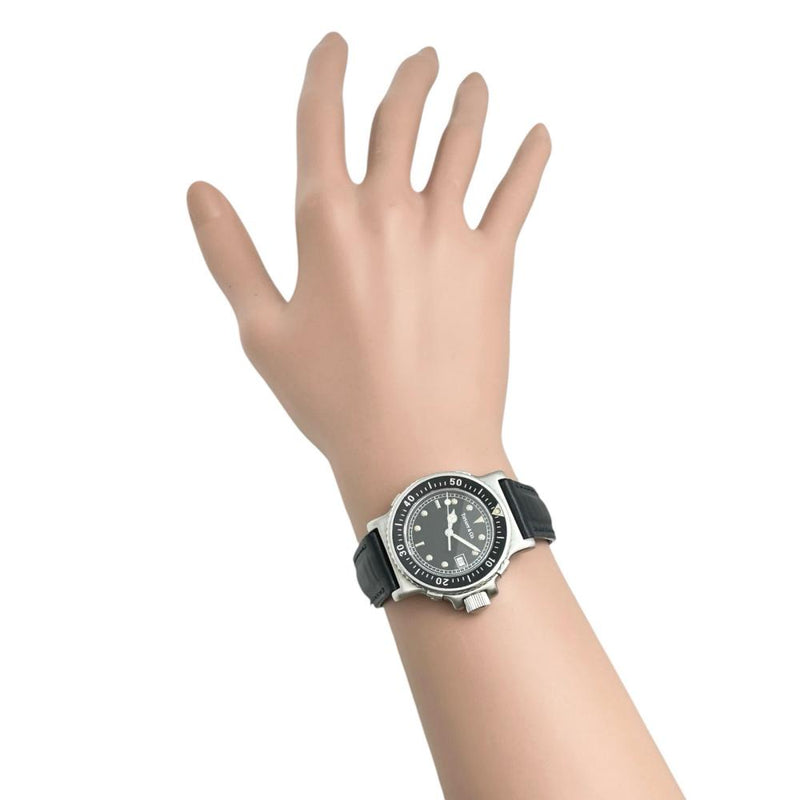 【TIFFANY&Co./ティファニー】 ダイバーズ L0719 腕時計 ステンレススチール/レザー クオーツ ブラック文字盤/ネイビレザーベルト レディース 【中古】【真子質店】【GD】 【MaYMa】