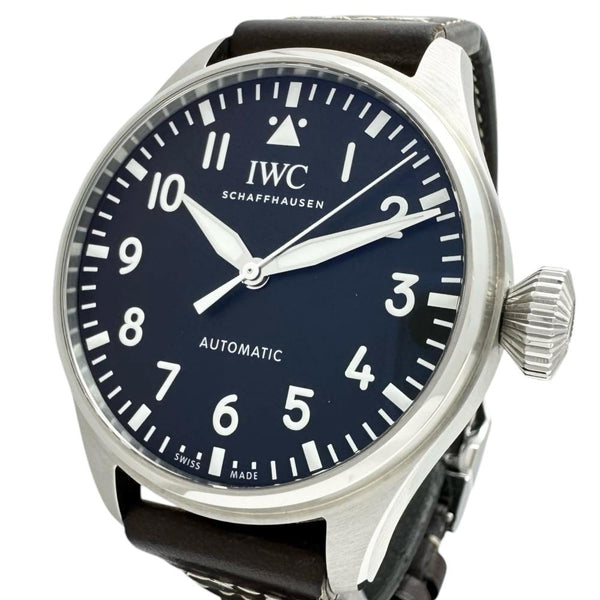 【IWC/インターナショナルウォッチカンパニー】 ビッグパイロットウォッチ43 IW329301 保証書/ギャラ/箱付き　裏スケルトン　 腕時計 ステンレススチール/レザー 自動巻き/オートマ ブラック文字盤/ブラウンレザーベルト メンズ 【中古】【真子質店】【BL】 【YYII】