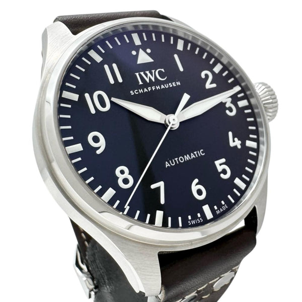 【IWC/インターナショナルウォッチカンパニー】 ビッグパイロットウォッチ43 IW329301 保証書/ギャラ/箱付き　裏スケルトン　 腕時計 ステンレススチール/レザー 自動巻き/オートマ ブラック文字盤/ブラウンレザーベルト メンズ 【中古】【真子質店】【BL】 【YYII】
