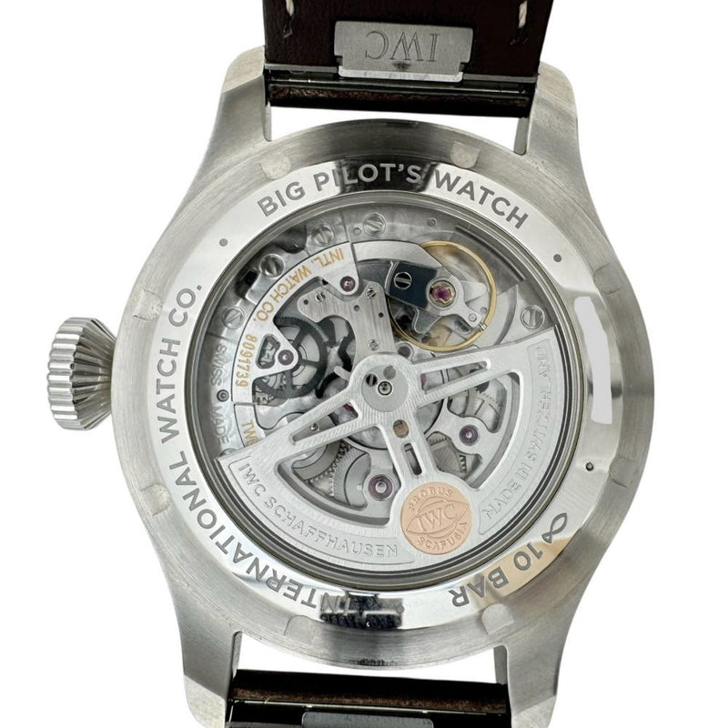 【IWC/インターナショナルウォッチカンパニー】 ビッグパイロットウォッチ43 IW329301 保証書/ギャラ/箱付き　裏スケルトン　 腕時計 ステンレススチール/レザー 自動巻き/オートマ ブラック文字盤/ブラウンレザーベルト メンズ 【中古】【真子質店】【BL】 【YYII】