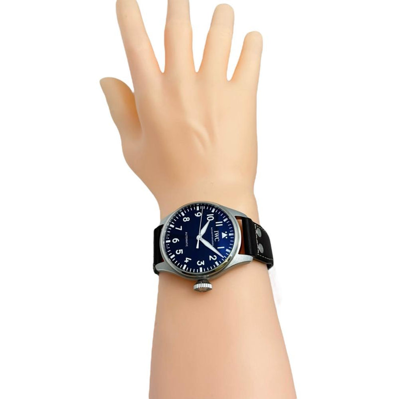 【IWC/インターナショナルウォッチカンパニー】 ビッグパイロットウォッチ43 IW329301 保証書/ギャラ/箱付き　裏スケルトン　 腕時計 ステンレススチール/レザー 自動巻き/オートマ ブラック文字盤/ブラウンレザーベルト メンズ 【中古】【真子質店】【BL】 【YYII】