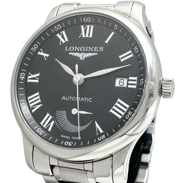 【LONGINES/ロンジン】 L2.708.4.51.6 マスターコレクション　パワーリザーブ　保証書/ギャラ/箱付き 腕時計 ステンレススチール 自動巻き/オートマ ブラック文字盤/シルバーバンド メンズ 【中古】【真子質店】【GD】 【IIxx】