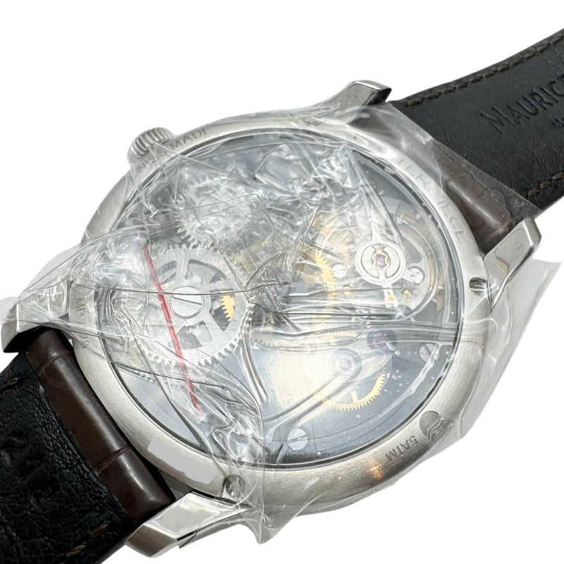 【MAURICE LACROIX/モーリスラクロア】 マスターピース MP7228 未使用 スケルトン 腕時計 ステンレススチール/レザー 自動巻き/オートマ ゴールド文字盤/ブラウンレザーバンド メンズ 【中古】【真子質店】【GD】 【IMiMax】