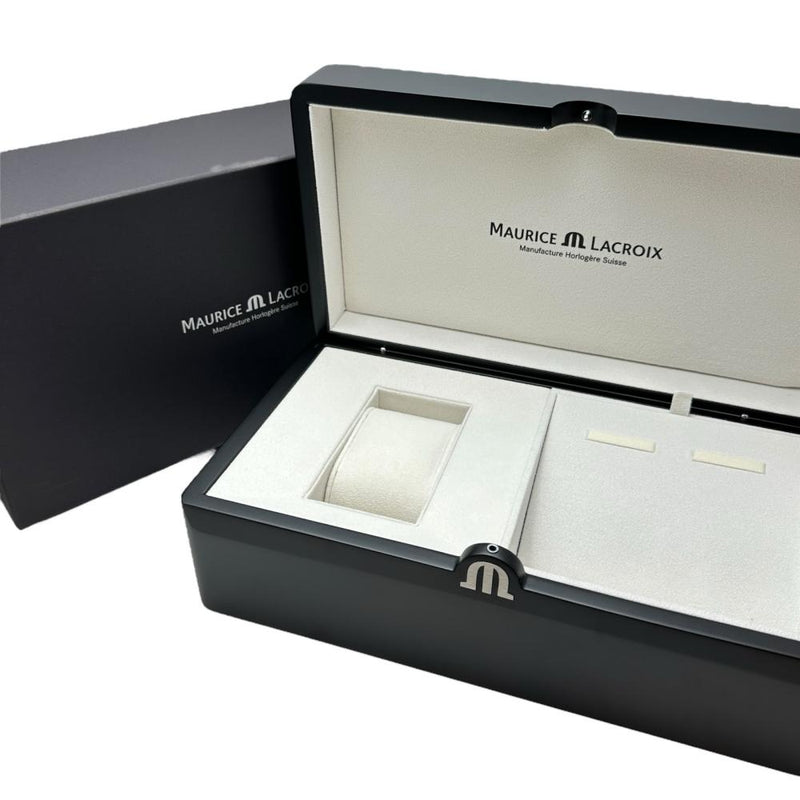 【MAURICE LACROIX/モーリスラクロア】 ポントス PT6038 未使用 クロノ 裏スケルトン 腕時計 ステンレススチール 自動巻き/オートマ ホワイト文字盤/シルバーベルト/グレーナイロン替えベルト メンズ 【中古】【真子質店】【GD】 【IMaMox】