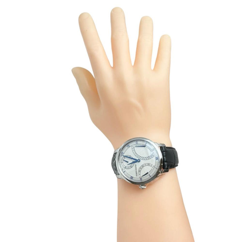 【MAURICE LACROIX/モーリスラクロア】 MP6568 未使用 マスターピース レトログラード 裏スケルトン 腕時計 ステンレススチール/レザー 自動巻き/オートマ シルバー文字盤/ブラックレザーベルト メンズ 【中古】【真子質店】【GD】 【IDxx】