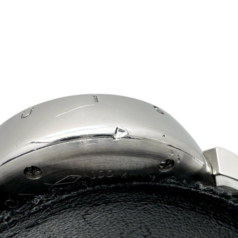 【LOUIS VUITTON/ルイ・ヴィトン】 タンブールPM QA070 腕時計 ステンレススチール/レザー クオーツ ブラウンモノグラム文字盤/ホワイトレザーベルト レディース 【中古】【真子質店】【GD】 【SMox】