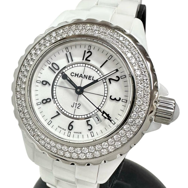 【CHANEL/シャネル】 J12 H0967 純正ダイヤモンド　ベゼル 腕時計 ホワイトセラミック/ダイヤモンド クオーツ 白文字盤/ダイヤモンドベゼル レディース
【中古】【真子質店】【GD】




【MaTKMi】