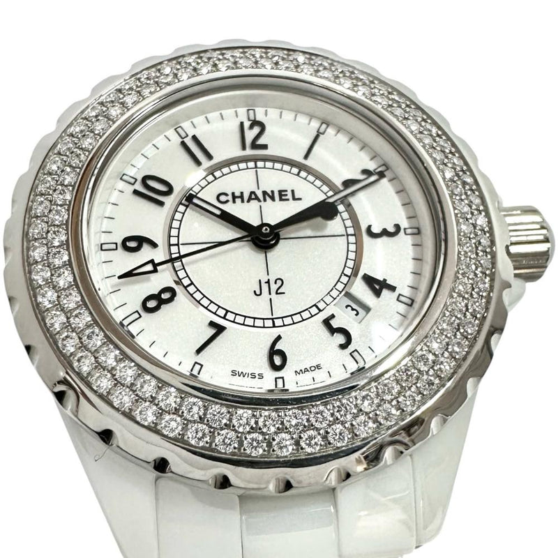 【CHANEL/シャネル】 J12 H0967 純正ダイヤモンド　ベゼル 腕時計 ホワイトセラミック/ダイヤモンド クオーツ 白文字盤/ダイヤモンドベゼル レディース
【中古】【真子質店】【GD】




【MaTKMi】