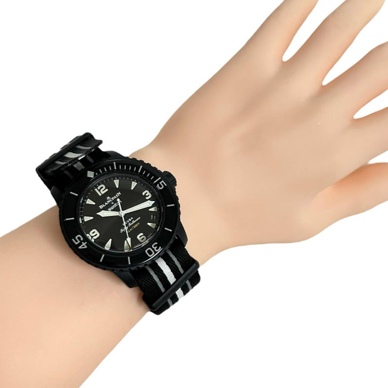 【Swatch/スウォッチ】 スキューバ フィフティファゾムス オーシャンオブストーム SO35B400 スウォッチ×ブランパン　保証書/ギャラ/箱付き 腕時計 セラミック/ナイロン 自動巻き/オートマ 黒文字盤/黒ナイロンベルト メンズ
【中古】【真子質店】【GD】




【DxK】