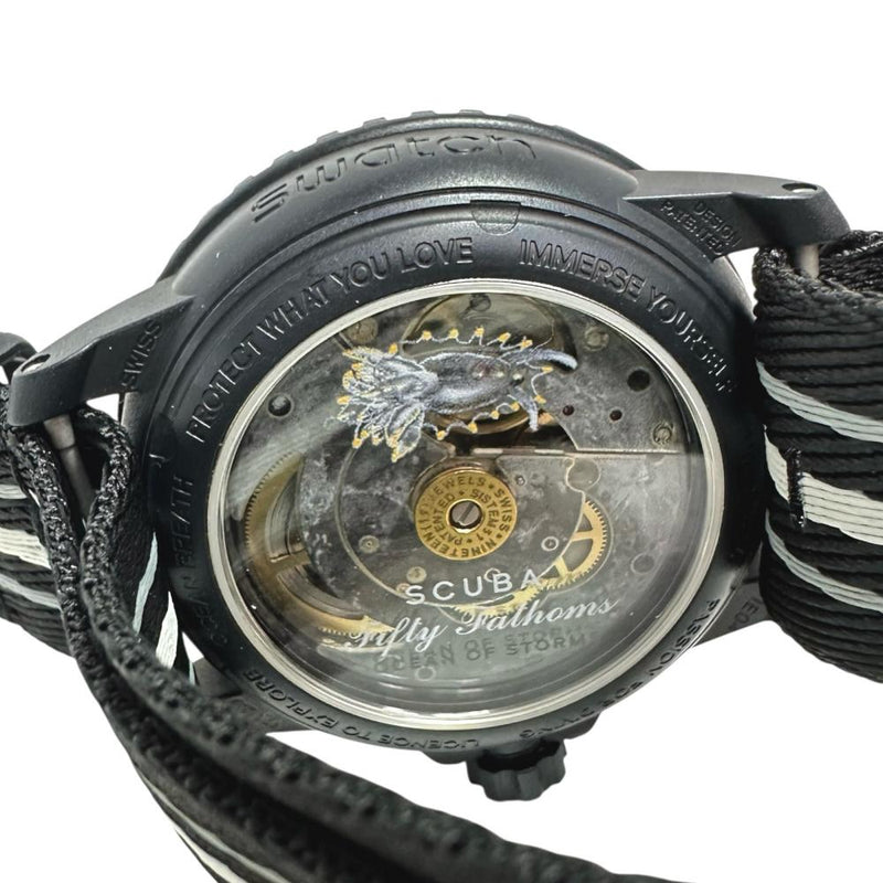 【Swatch/スウォッチ】 スキューバ フィフティファゾムス オーシャンオブストーム SO35B400 スウォッチ×ブランパン　保証書/ギャラ/箱付き 腕時計 セラミック/ナイロン 自動巻き/オートマ 黒文字盤/黒ナイロンベルト メンズ
【中古】【真子質店】【GD】




【DxK】