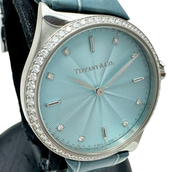【TIFFANY&Co./ティファニー】 メトロ　ダイヤベゼル/ダイヤリューズ 6087485 腕時計 ステンレススチール/レザー クオーツ ティファニーブルー文字盤/ブルー革ベルト レディース
【中古】【真子質店】【BL】




【TTMoMo】