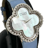 【Van Cleef & Arpels/ヴァンクリーフ＆アーペル】 ヴィンテージ アルハンブラ VCARD21600/HH46460 保証書/ギャラ/箱付 腕時計 K18WGホワイトゴールド/レザー クオーツ シェル文字盤/ブルー革ベルト(社外) レディース
【中古】【真子質店】【BL】




【MoMiMax】