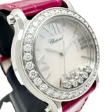 【Chopard/ショパール】 ハッピースポーツ 278509 保証書/ギャラ付き　ダイヤベゼル&ムーブ5P 腕時計 ステンレススチール/レザー/シェル クオーツ シェル文字盤/ピンクレザーベルト レディース
【中古】【真子質店】【BL】




【DSMox】