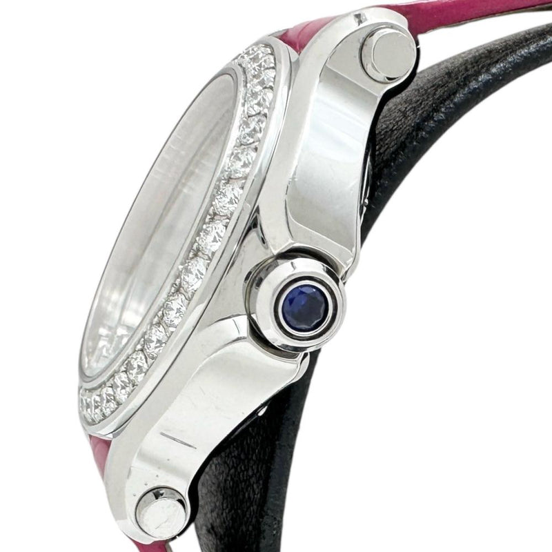 【Chopard/ショパール】 ハッピースポーツ 278509 保証書/ギャラ付き　ダイヤベゼル&ムーブ5P 腕時計 ステンレススチール/レザー/シェル クオーツ シェル文字盤/ピンクレザーベルト レディース
【中古】【真子質店】【BL】




【DSMox】