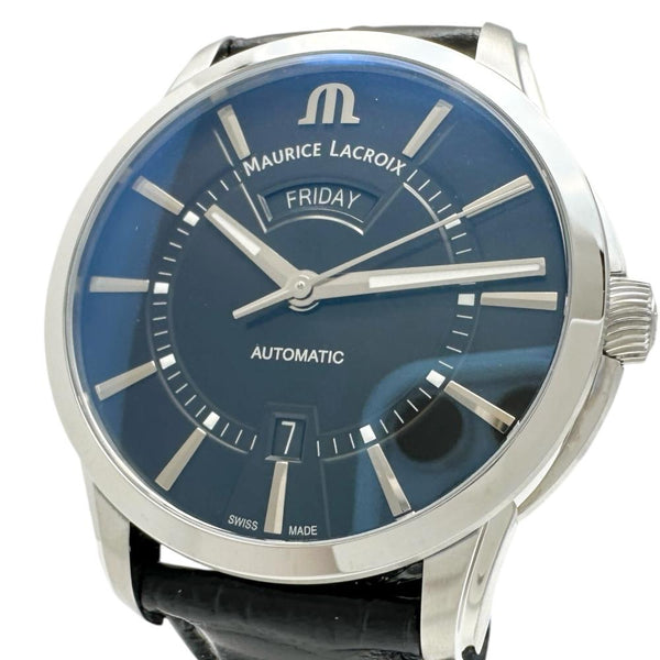 【MAURICE LACROIX/モーリスラクロア】 ポントス デイデイト PT6358 未使用品　裏スケルトン 腕時計 ステンレススチール/レザー 自動巻き/オートマ ブラック文字盤/ブラック革ベルト メンズ
【中古】【真子質店】【GD】




【YTK】